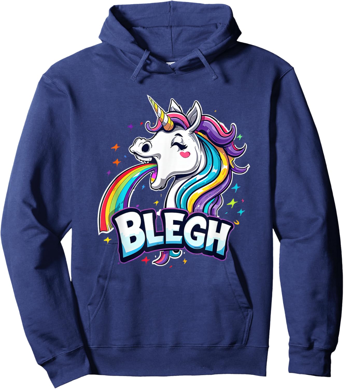 Blegh - Metalcore Unicorn Screaming Rainbow , black Hoodie - Hoodie | Navy