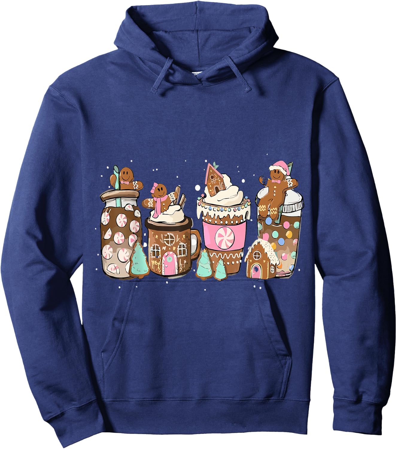 Gingerbread Cookie Christmas Coffee Cups Latte Drink Outfit Hoodie - Hoodie | Navy
