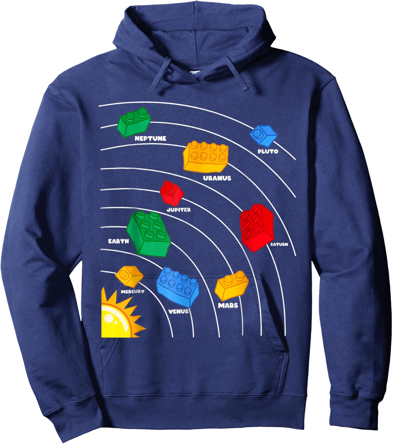 Boys Space Planet Master Builder Kids Building Blocks Hoodie - Hoodie | Navy