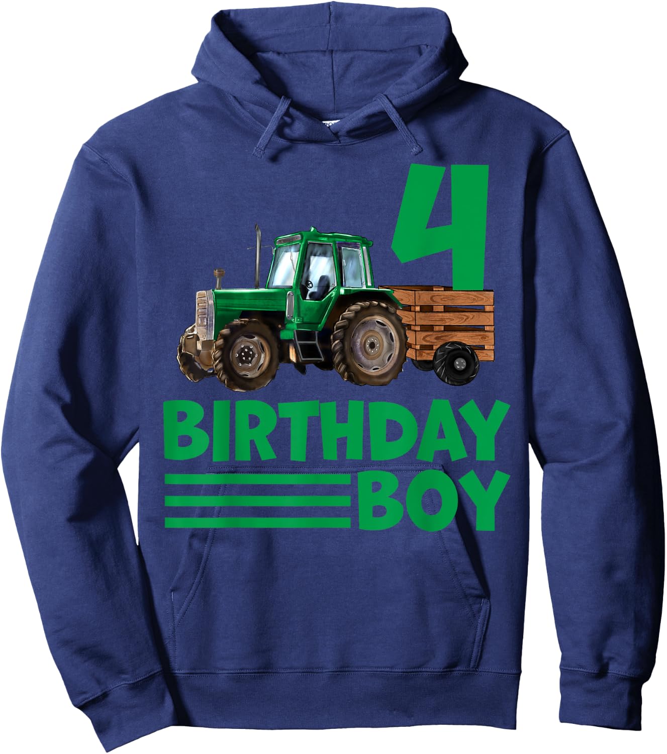 I'm 4 Years Old Farmer Tractor It's My 4th Birthday Boy Hoodie - Hoodie | Navy