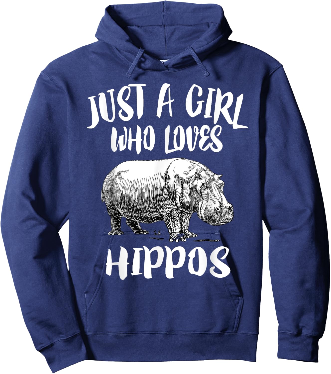 Just A Girl Who Loves Hippos Funny Animal Gift Hoodie - Hoodie | Navy