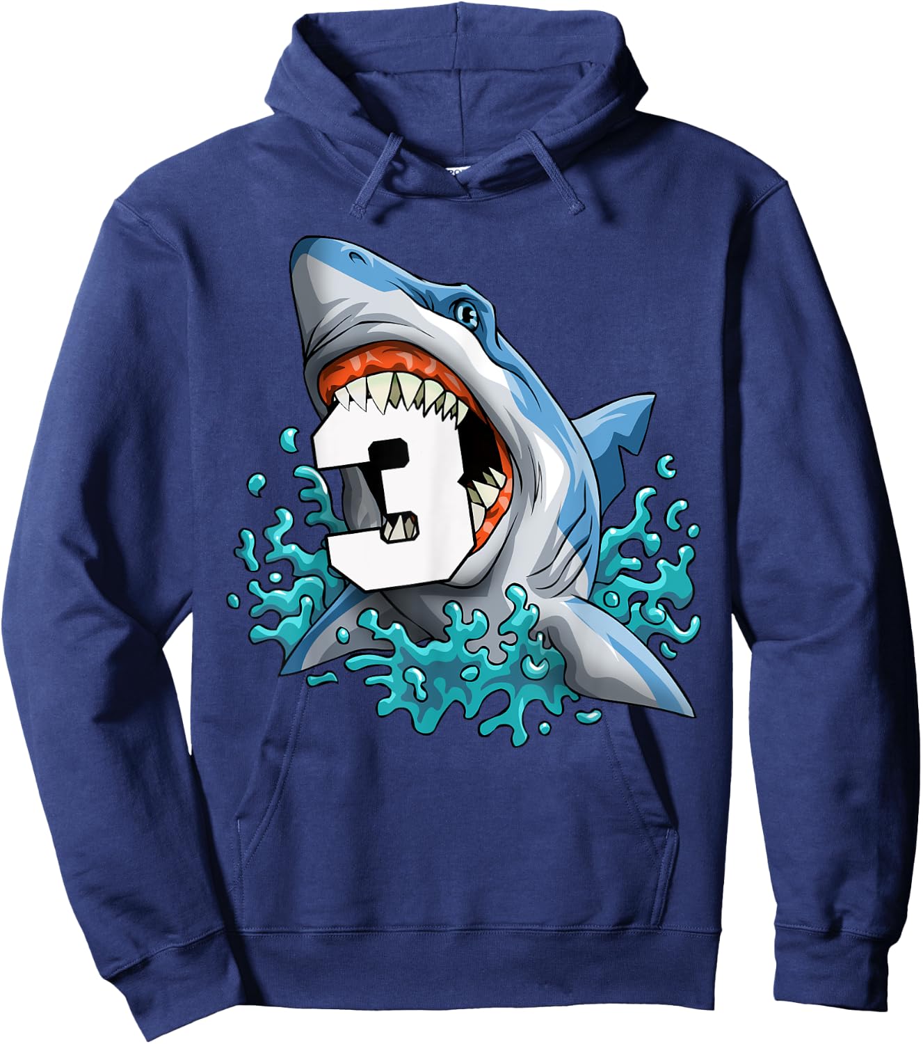 Kids Shark 3rd Birthday Boys Funny Shark 3 yrs Old Birthday Hoodie - Hoodie | Navy
