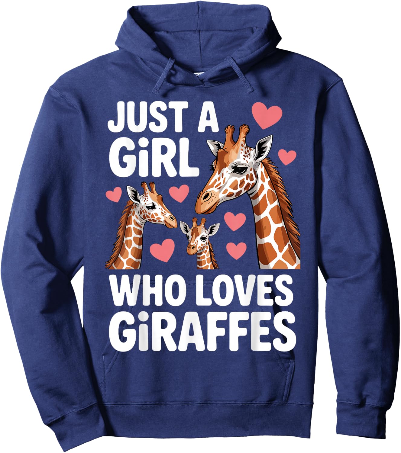 Funny Giraffe Design Girls Safari Giraffe Lovers Hoodie - Hoodie | Navy