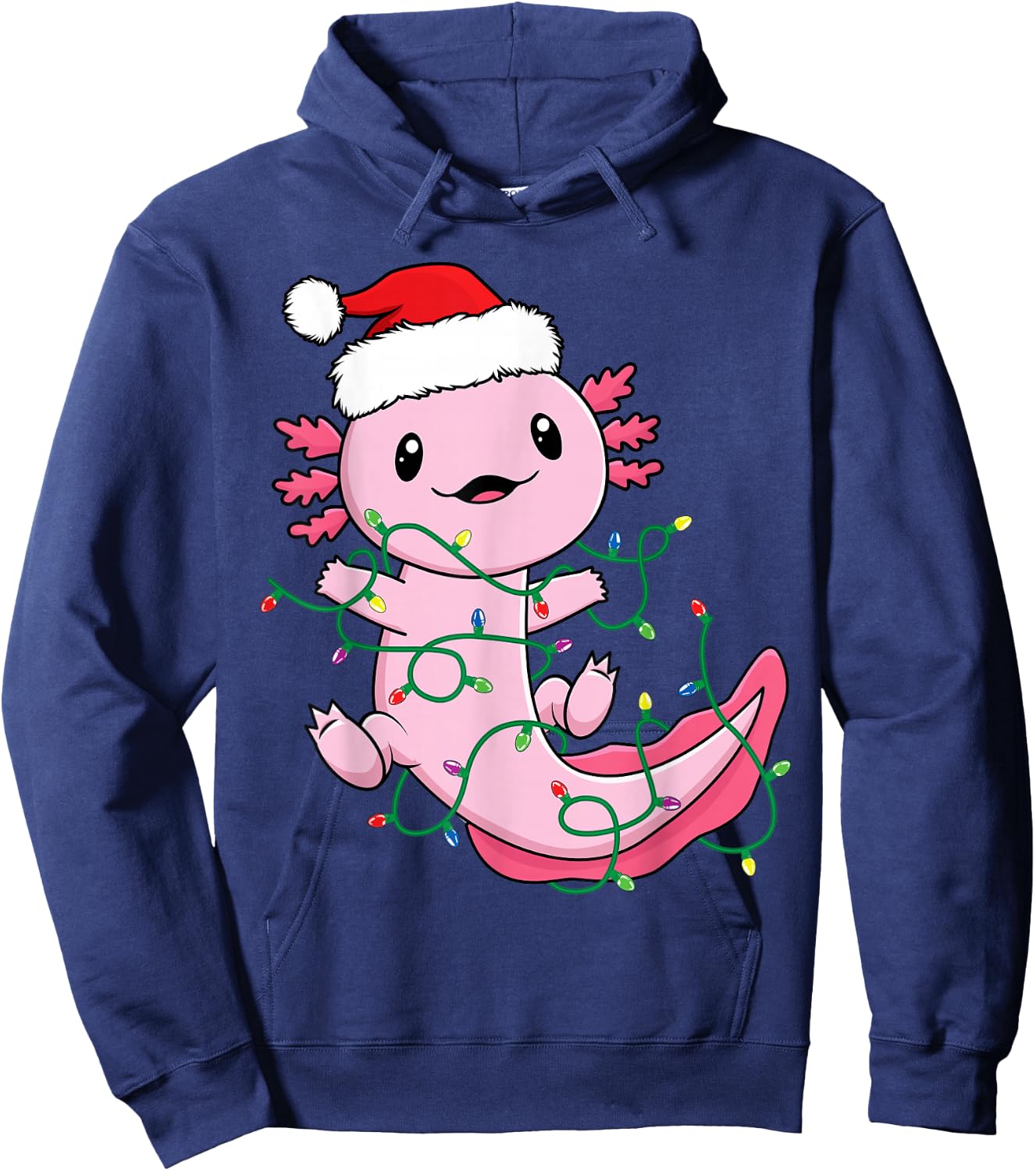 Funny Axolotl Toddler Kids Boys Christmas Xmas Lights Hoodie - Hoodie | Navy