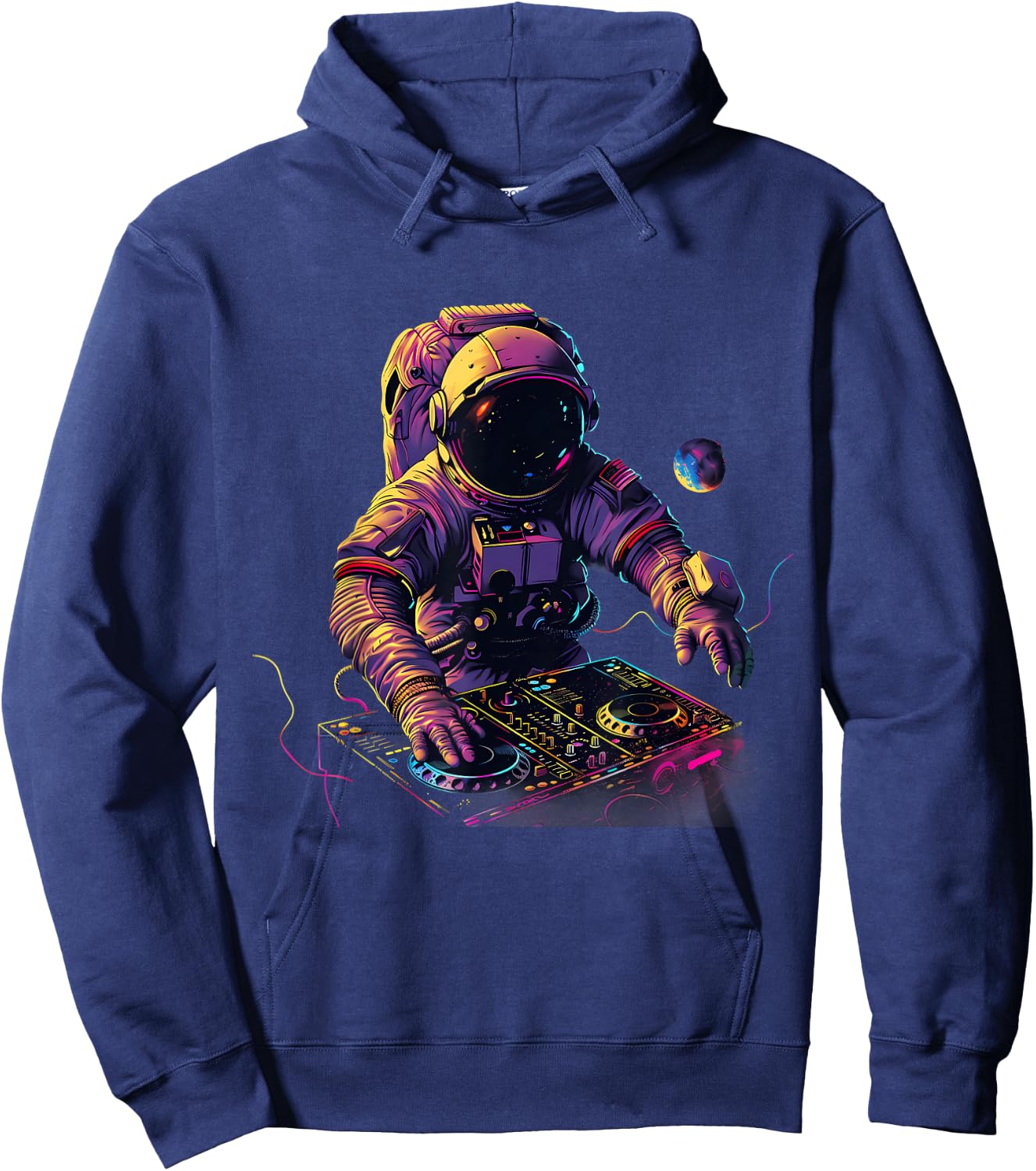 Astronaut DJ Dance Music House Techno Turntable DJ Astronaut Hoodie - Hoodie | Navy