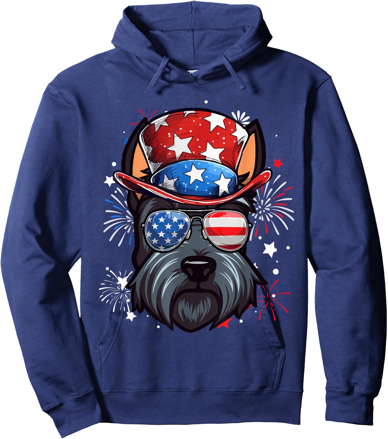 Scottish Terrier Patriotic USA Flag 4th Of July Dog Lover Hoodie - Hoodie | Navy