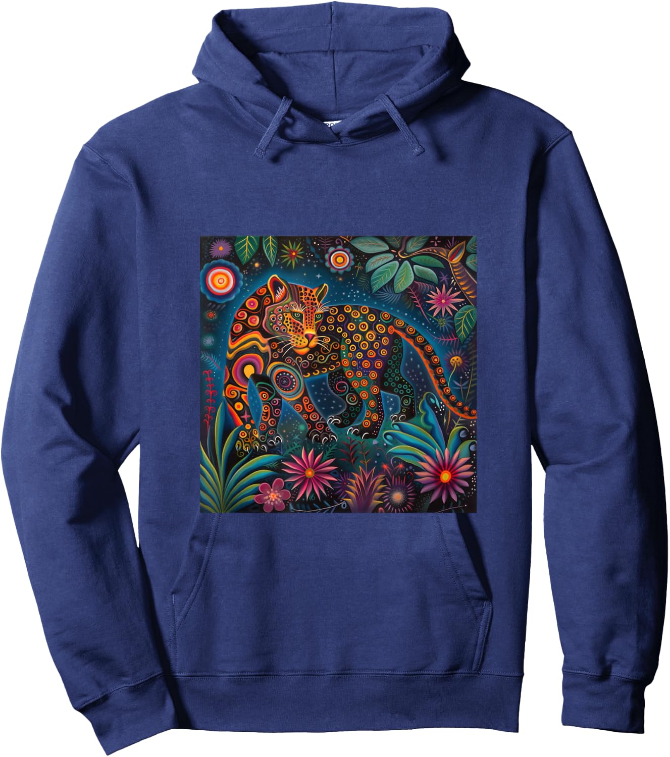 Jaguar Head Huichol Art Mexico Aztec Mayas Hoodie - Hoodie | Navy