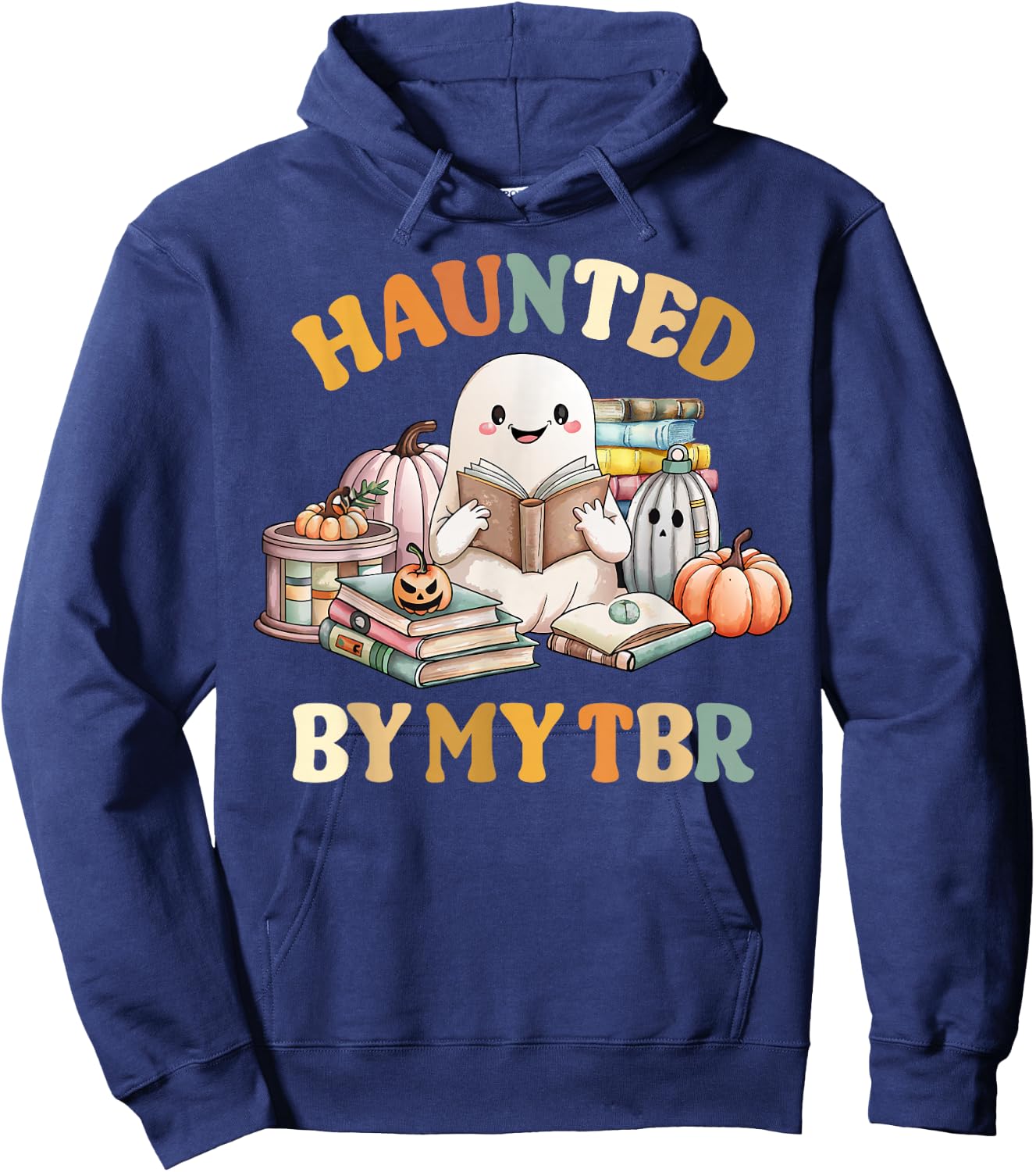 Haunted By My TBR Halloween Boo Book Lover Reading Teacher Hoodie - Hoodie | Navy
