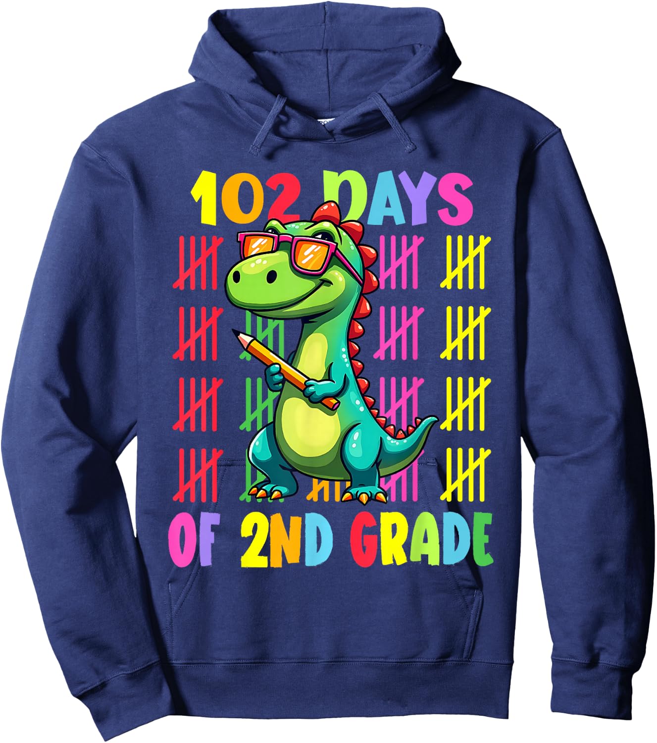 102 Day Of 2nd Grade Dinosaur 102 Days Of Second Grade Hoodie - Hoodie | Navy