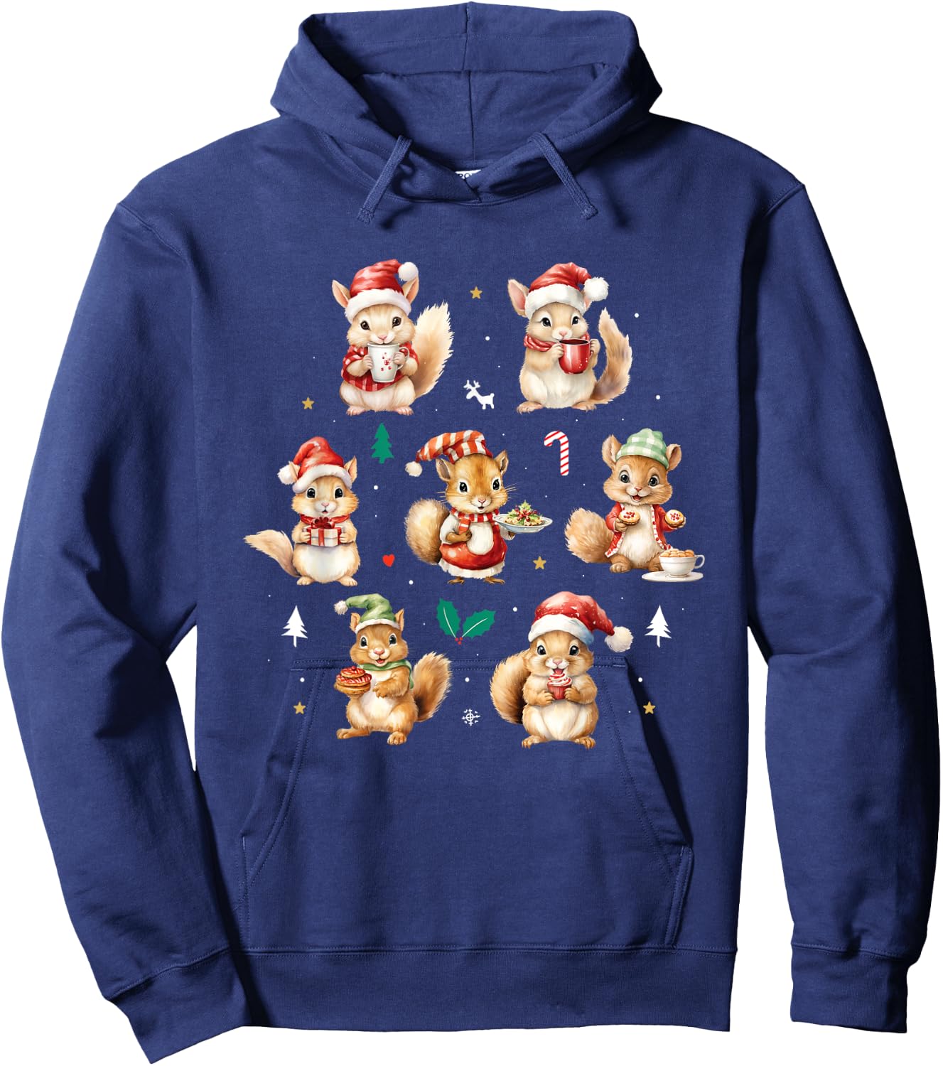 Squirrels Christmas Funny Squirrel Lover Animal Lover Hoodie - Hoodie | Navy