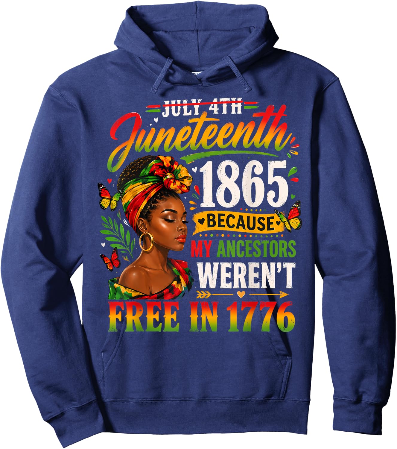 Juneteenth Shirt Women June 19th 1865 Afro Black History Hoodie - Hoodie | Navy