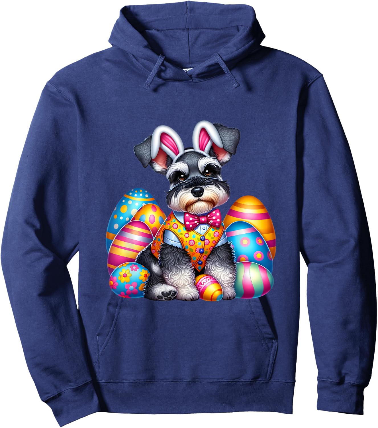 Funny Easter Day Miniature Schnauzer Bunny Costume Hoodie - Hoodie | Navy