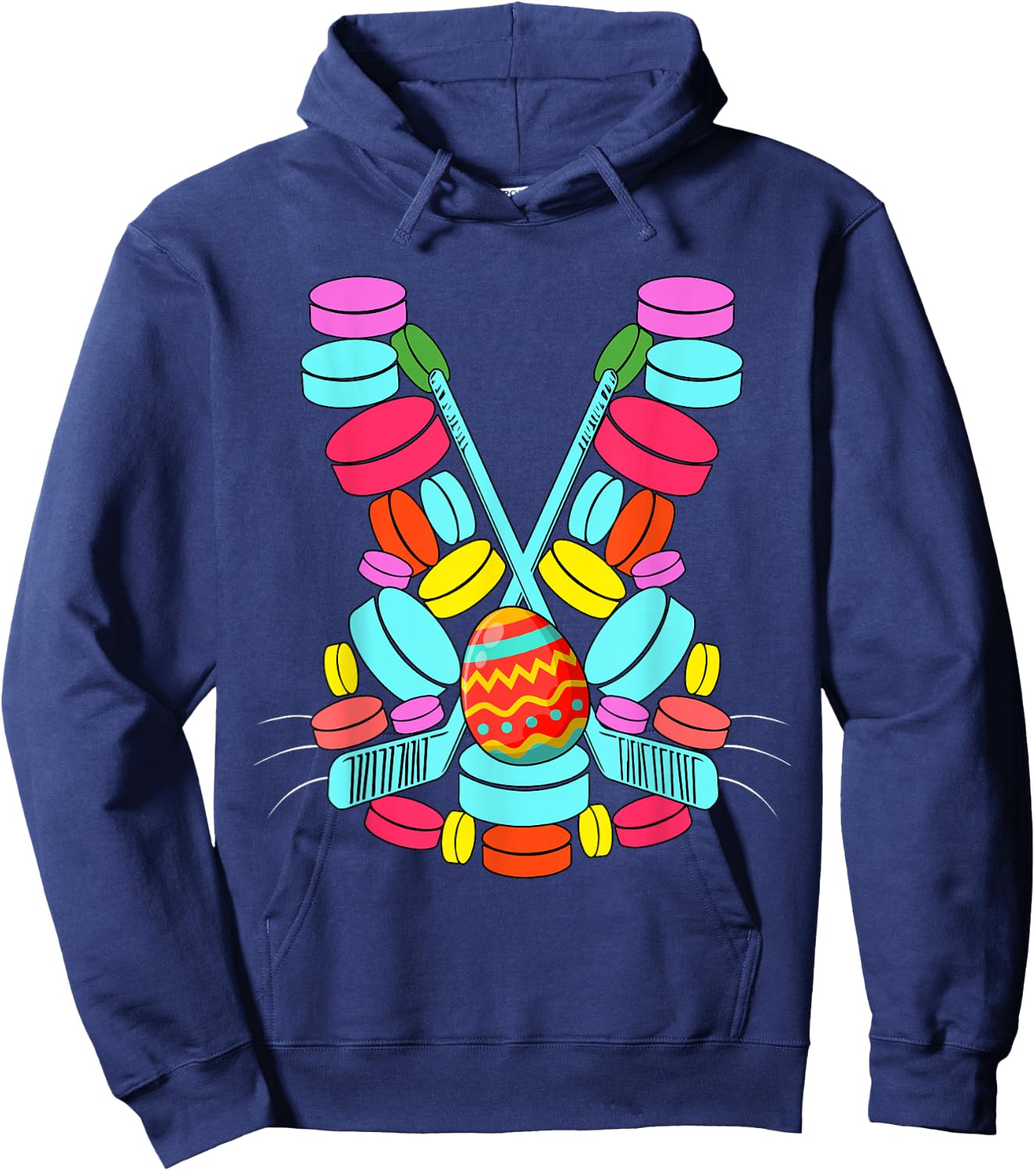 Hockey Balls Easter Egg Bunny Shape Funny Player Kids Hoodie - Hoodie | Navy