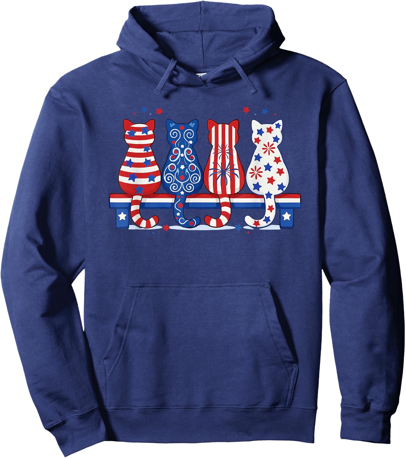 red White & Blue Cute Cats Hoodie - Hoodie | Navy
