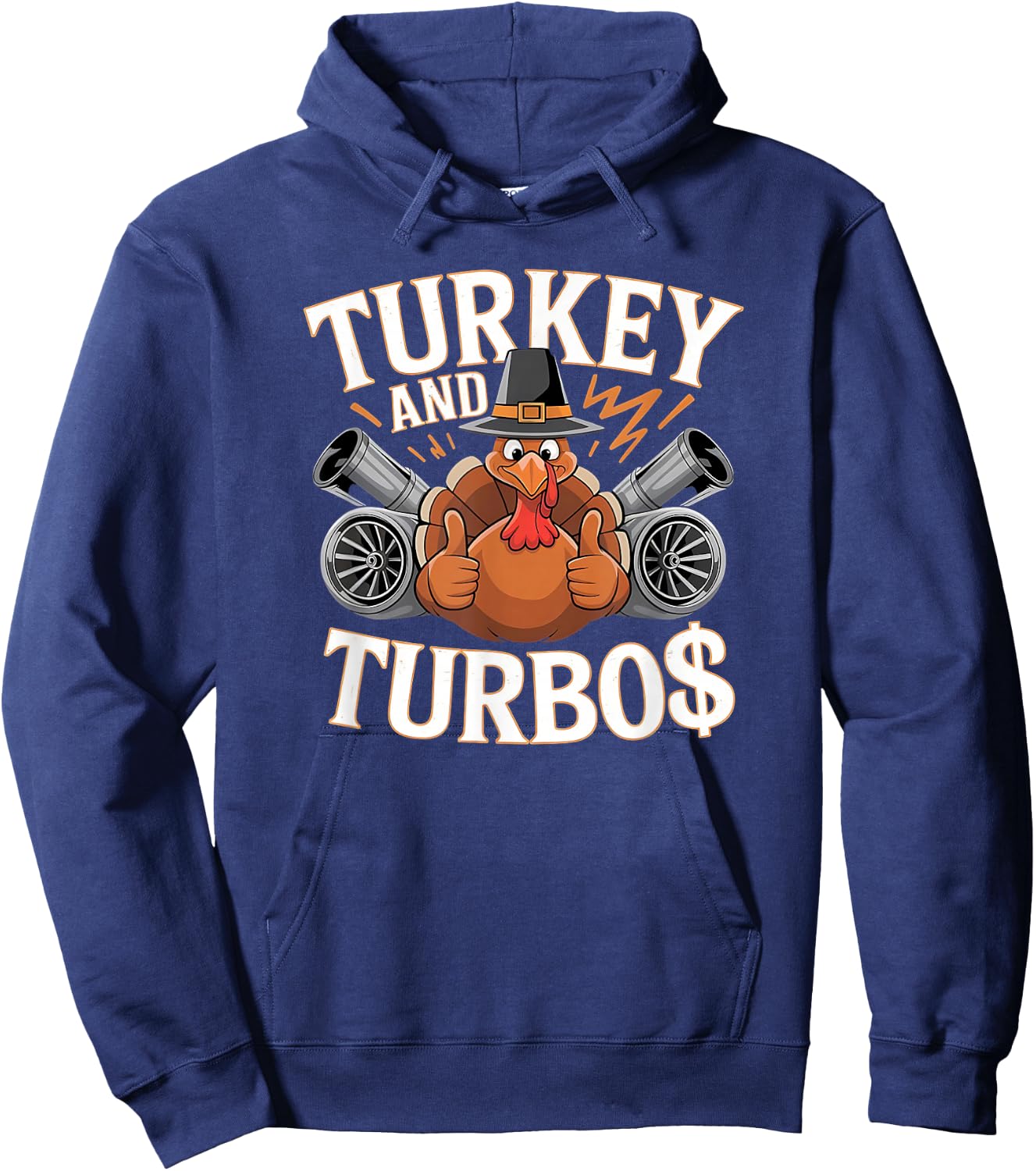 Turkey Turbo Power Apparel Funny Thanksgiving Car Lovers Hoodie - Hoodie | Navy