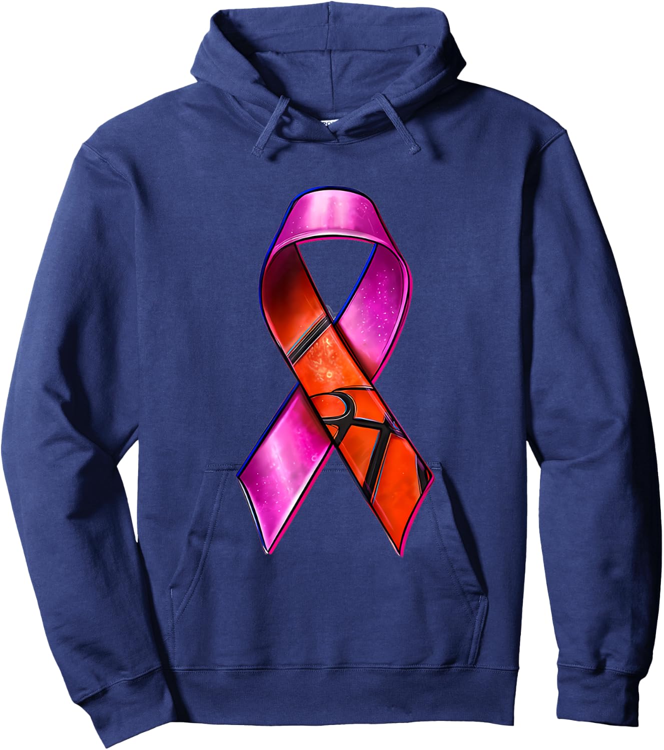 Basketball Pink Ribbon Breast Cancer Awareness Supporter Hoodie - Hoodie | Navy