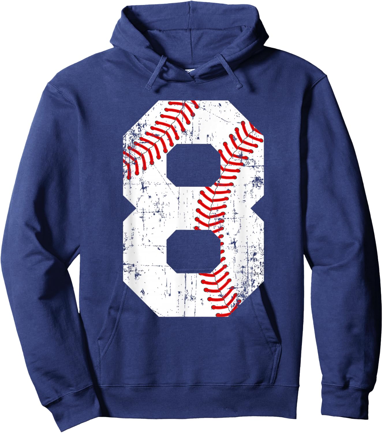Vintage Baseball 8 Jersey Number Hoodie - Hoodie | Navy