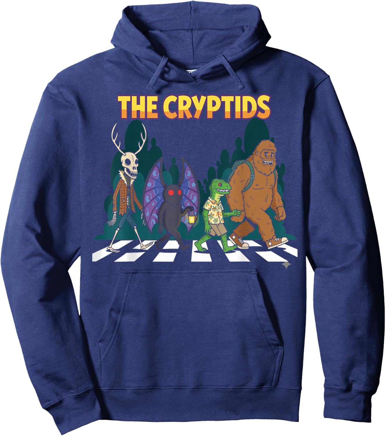 Cryptids Funny Mythical Bigfoot Mothman Halloween Graphic Hoodie - Hoodie | Navy