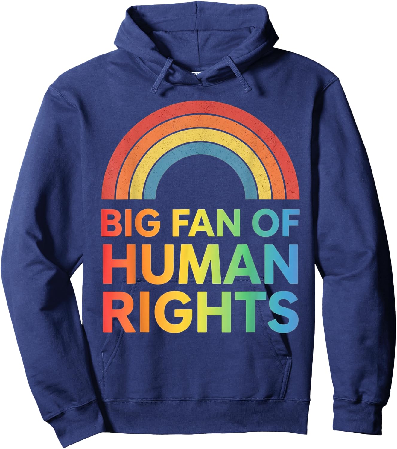 Big Fan of Human Rights Rainbow Equality Vintage Men Women Hoodie - Hoodie | Navy
