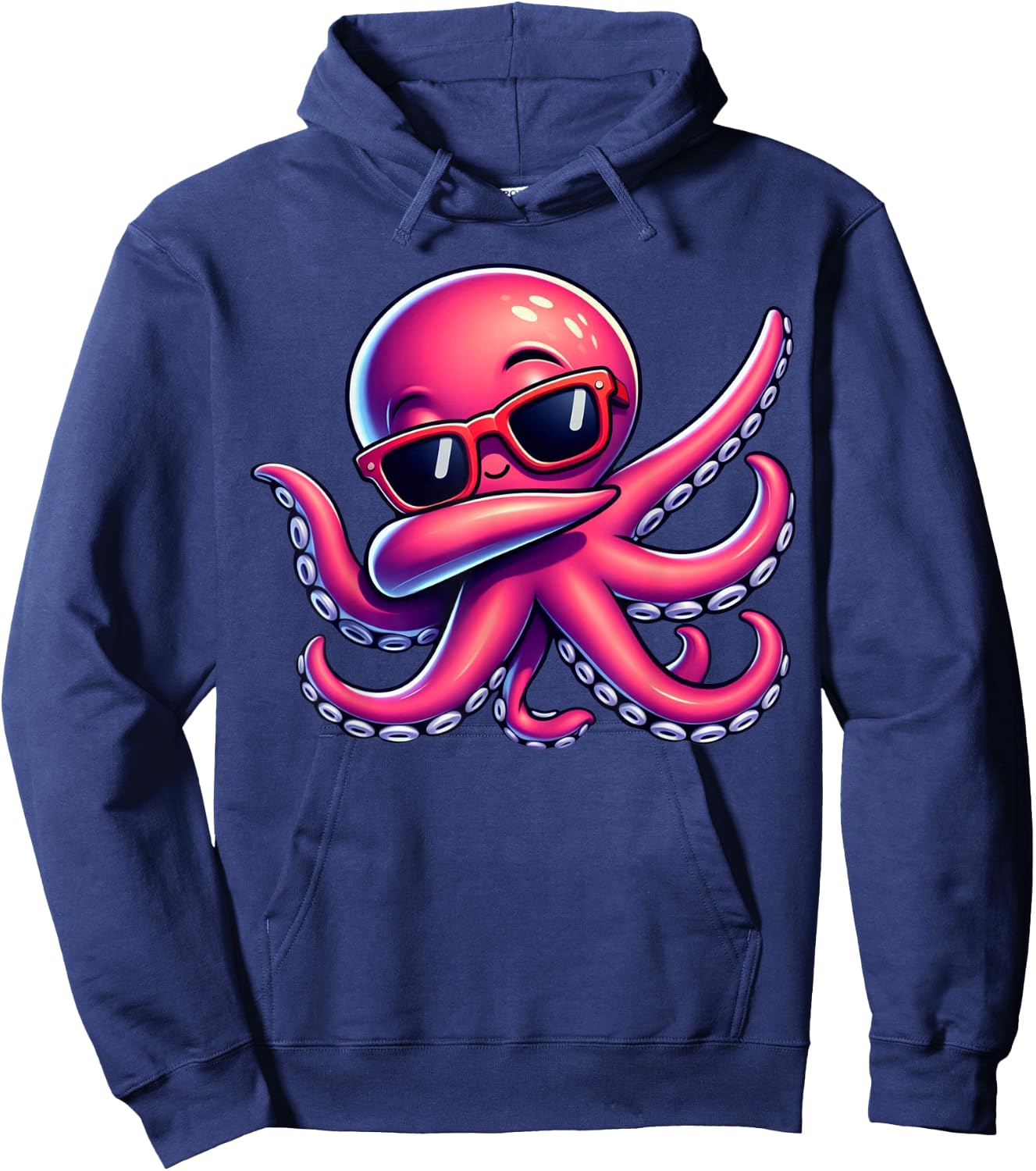 Dabbing Octopus, Sunglasses Octopus Animal, Cool Cartoon Hoodie - Hoodie | Navy