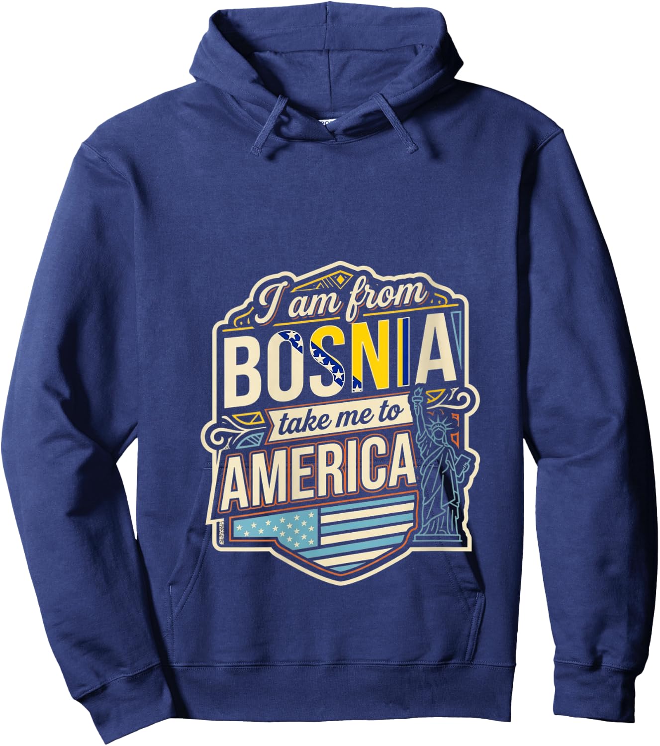 Women's I Am from Bosnia Take Me to America V-Neck Hoodie - Hoodie | Navy