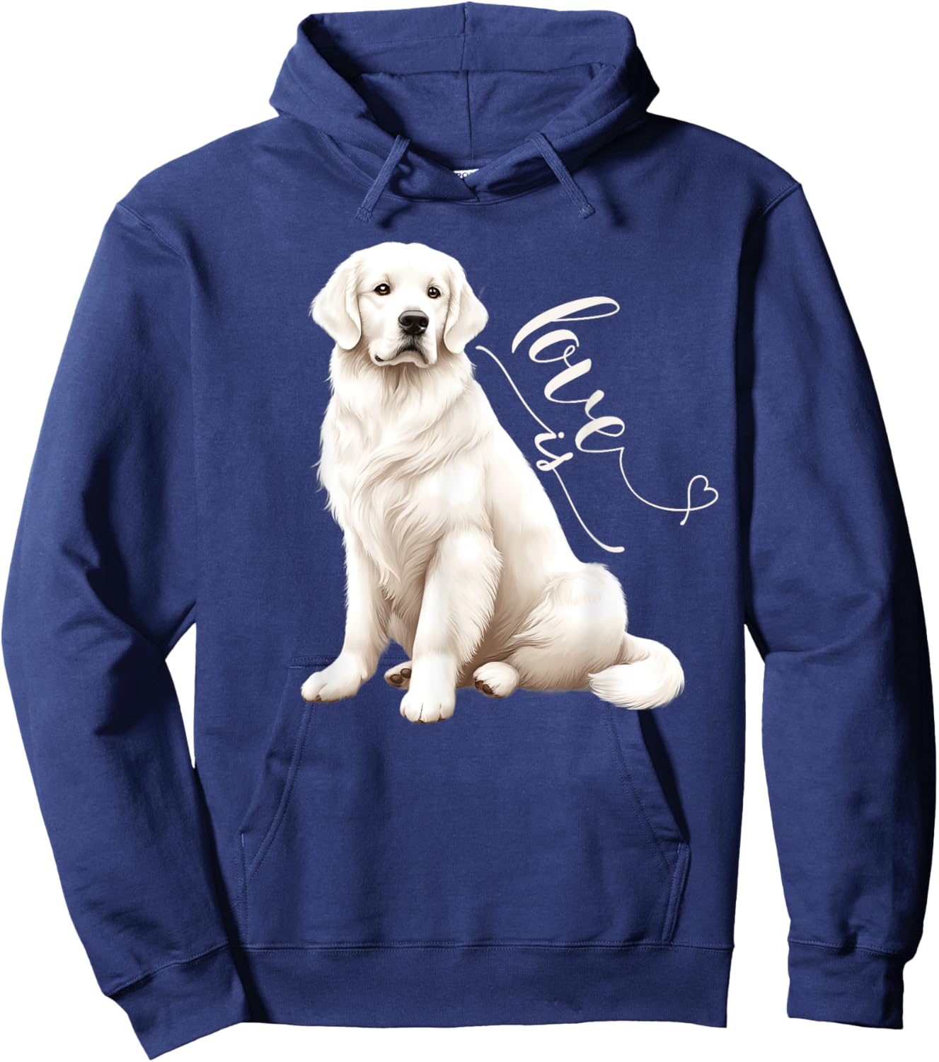 English Cream Golden Retriever Gifts, Cute White Puppy Love Hoodie - Hoodie | Navy