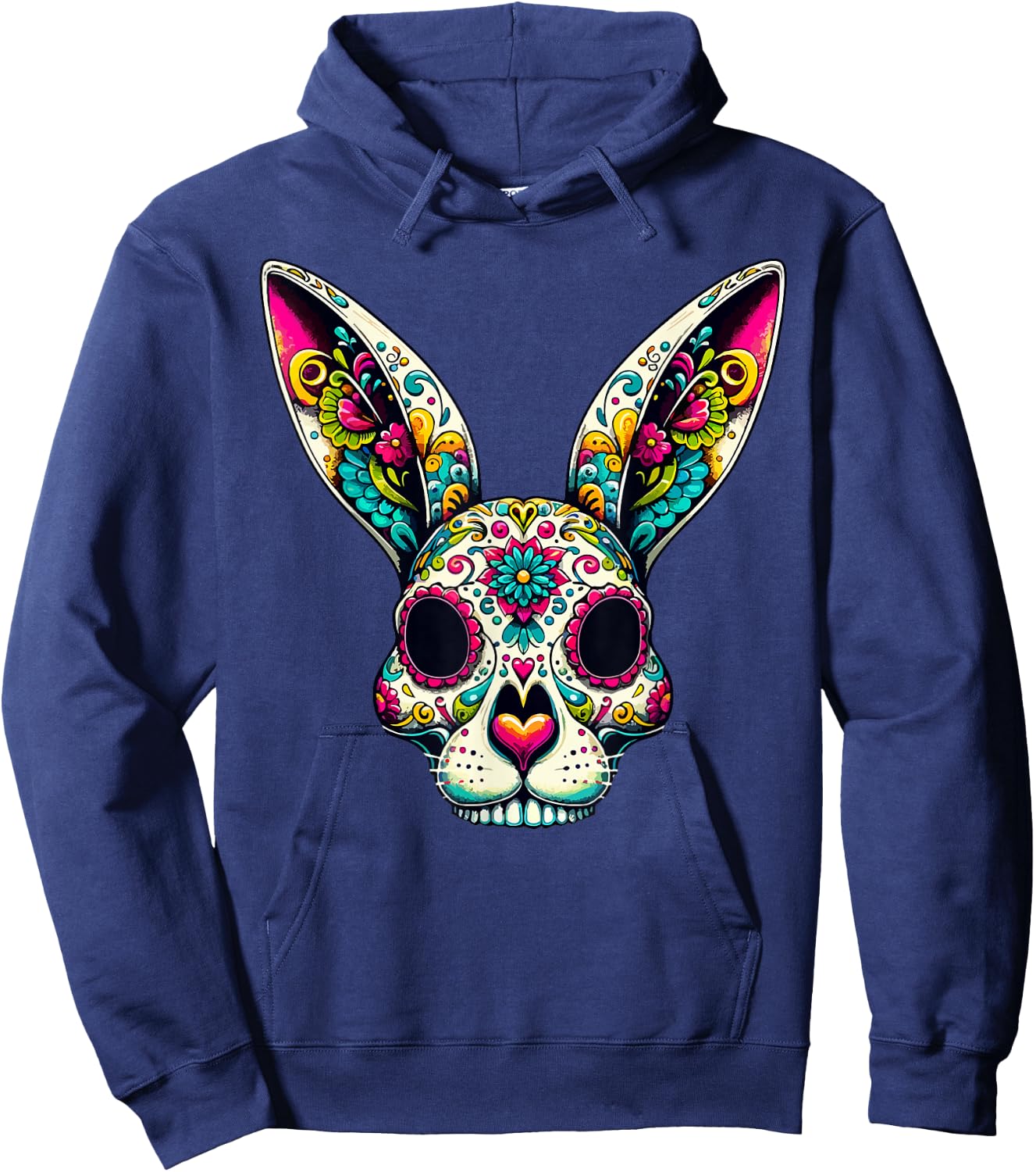 Bunny Sugar Skull Bunny Ears La Catrina Easter Day Of Dead Hoodie - Hoodie | Navy