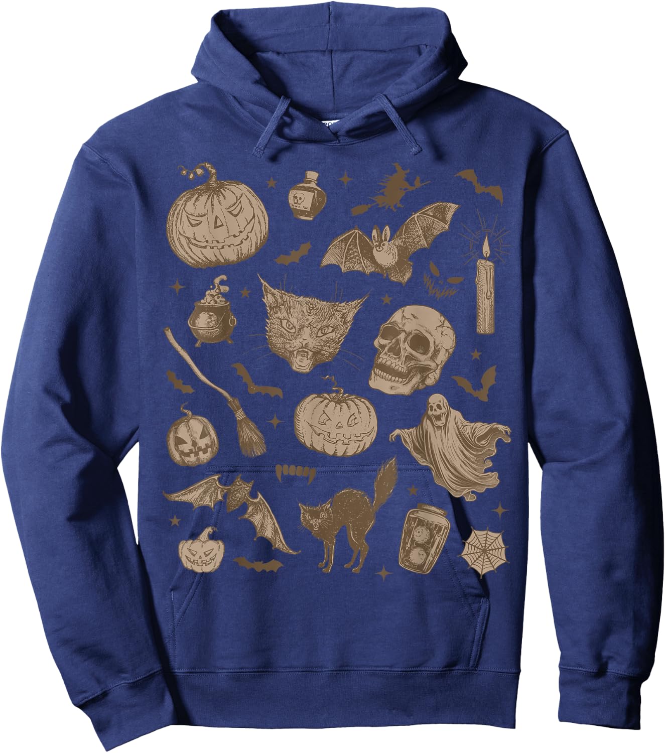 Halloween Vintage 90s Aesthetic Cute Witchy Retro Graphic Hoodie - Hoodie | Navy