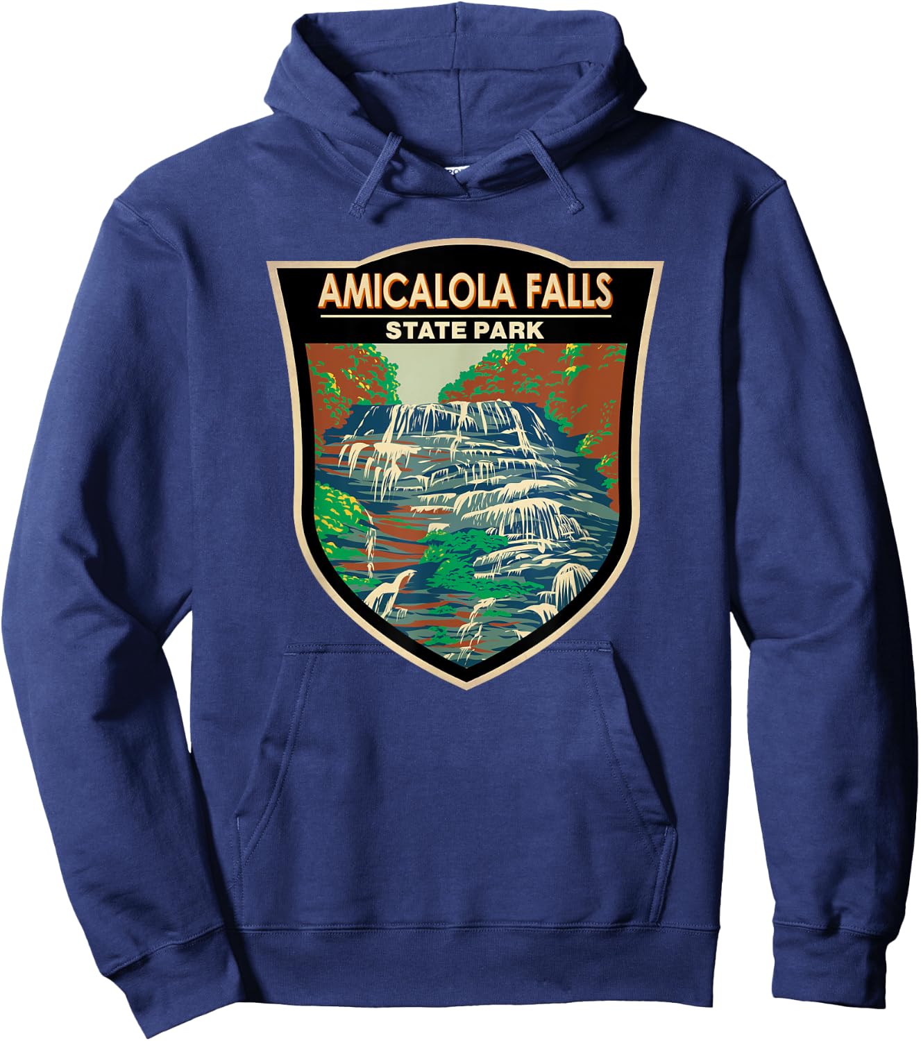 Amicalola Falls State Park Georgia Badge Vintage Hoodie - Hoodie | Navy