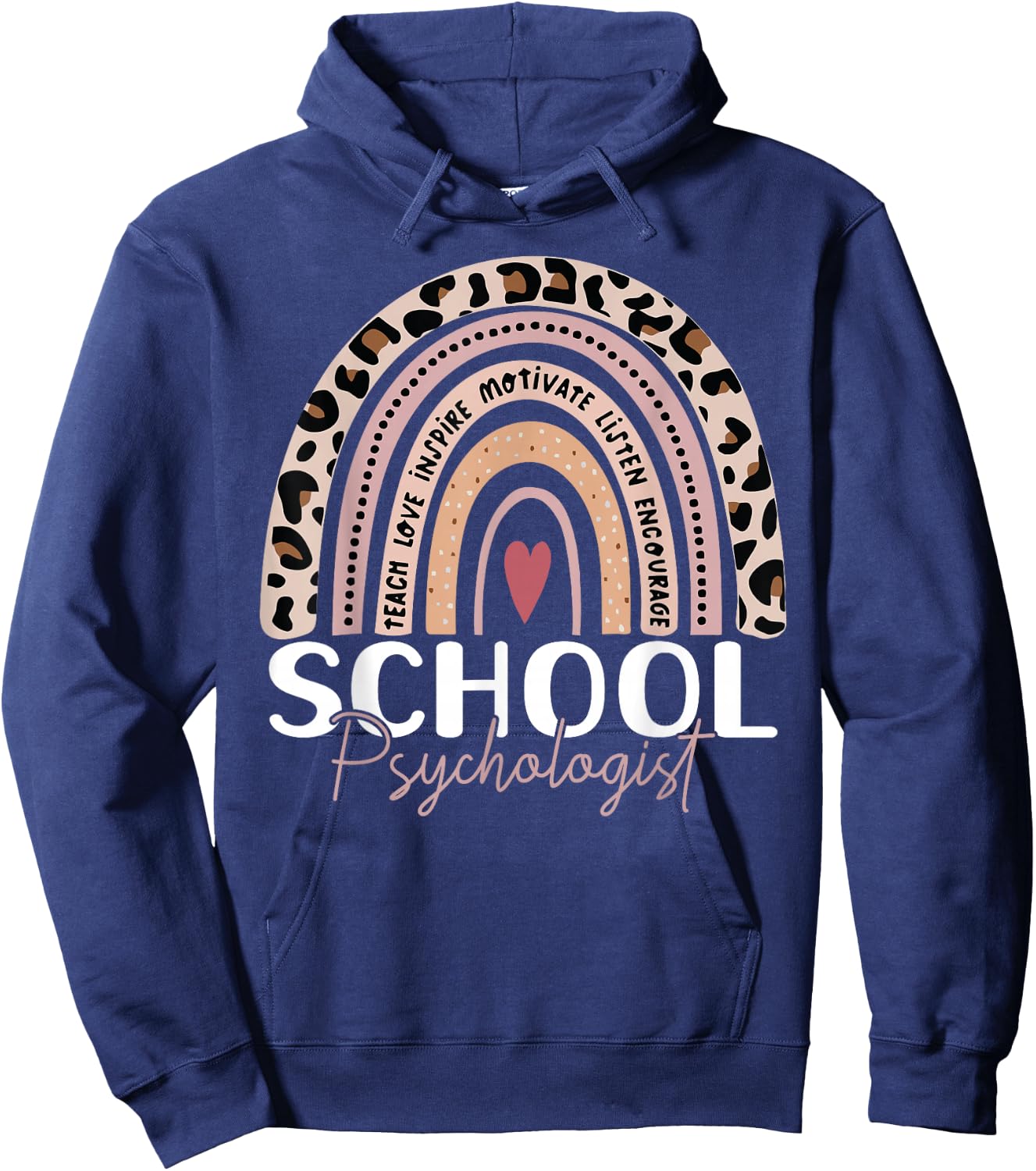 School Psych teacher School Psychologist leopard rainbow Hoodie - Hoodie | Navy