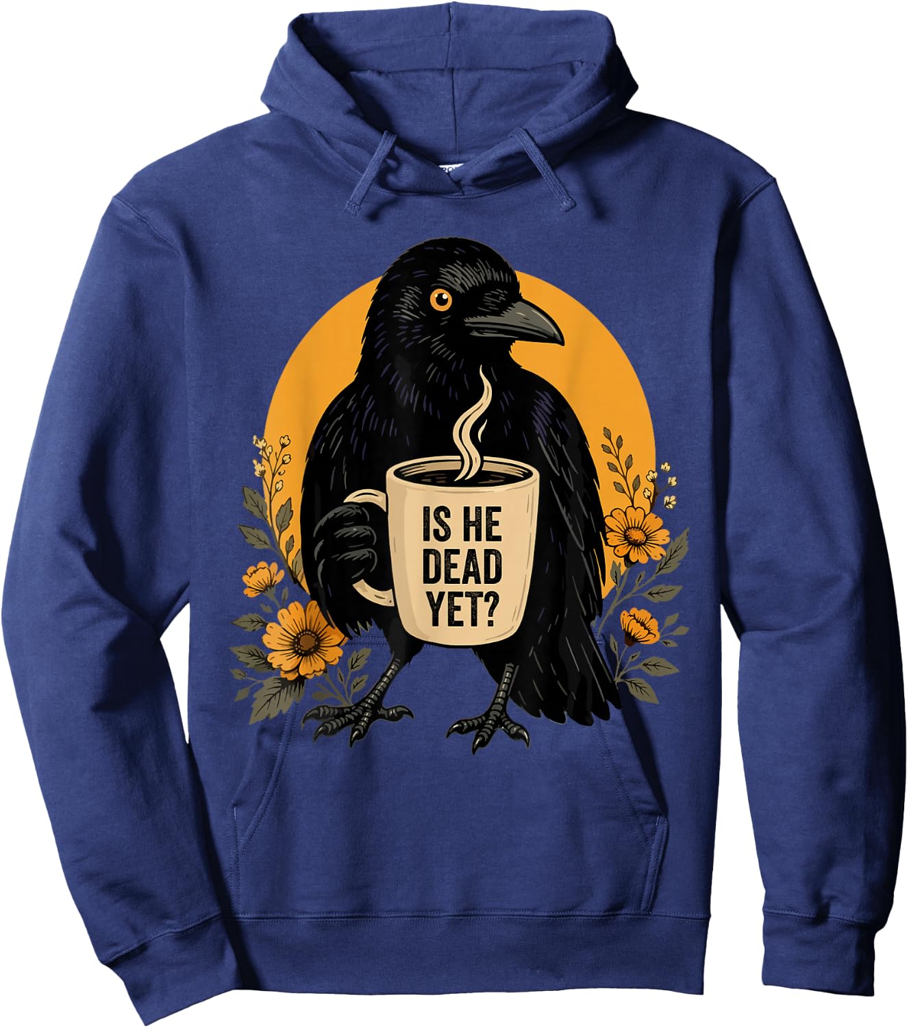 is He Vintage Dead Yet Dark Crow Raven Bird Humor Retro Hoodie - Hoodie | Navy