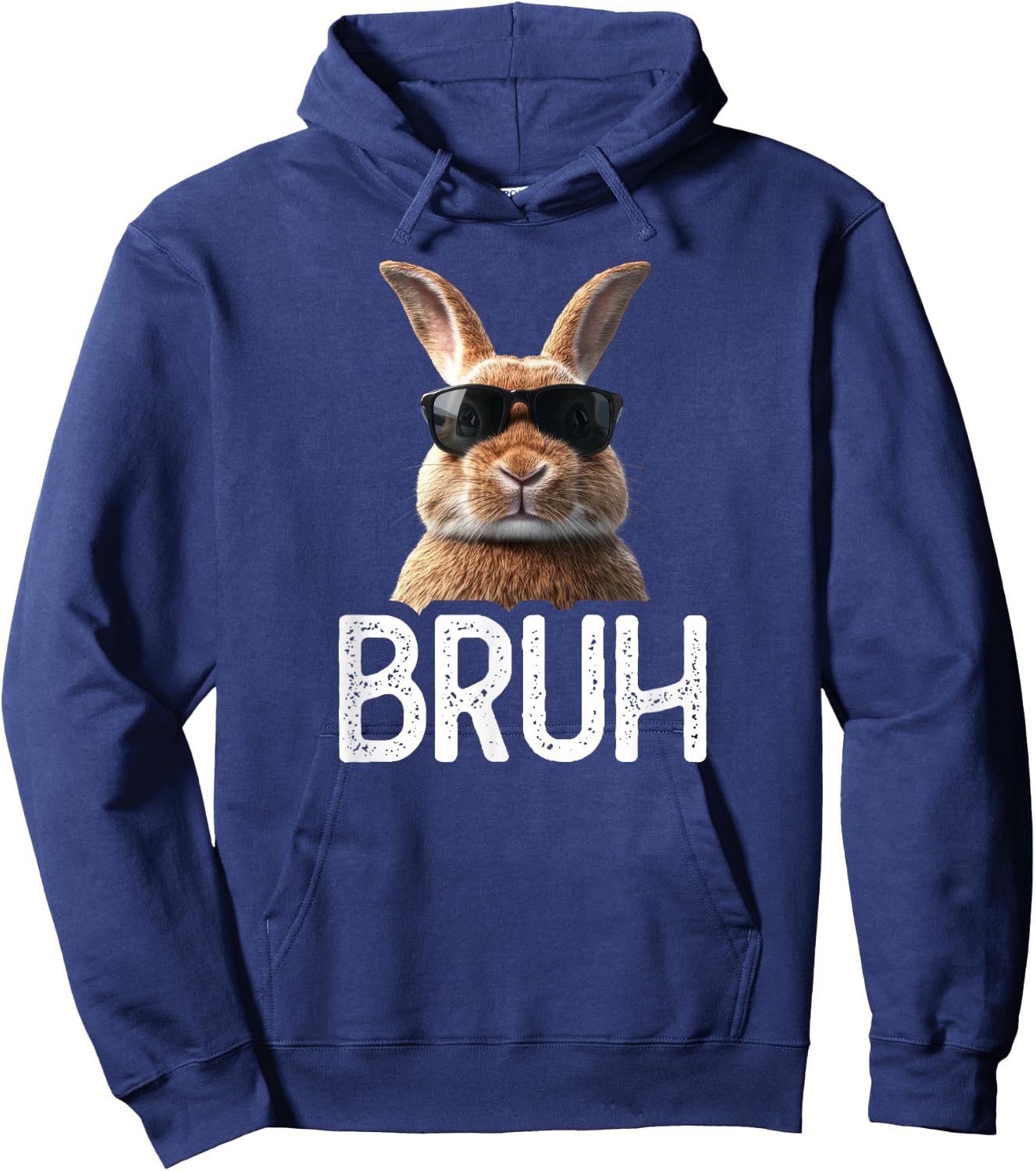 Bruh Rabbit | Funny Rabbit Lover | Easter Meme Hoodie - Hoodie | Navy