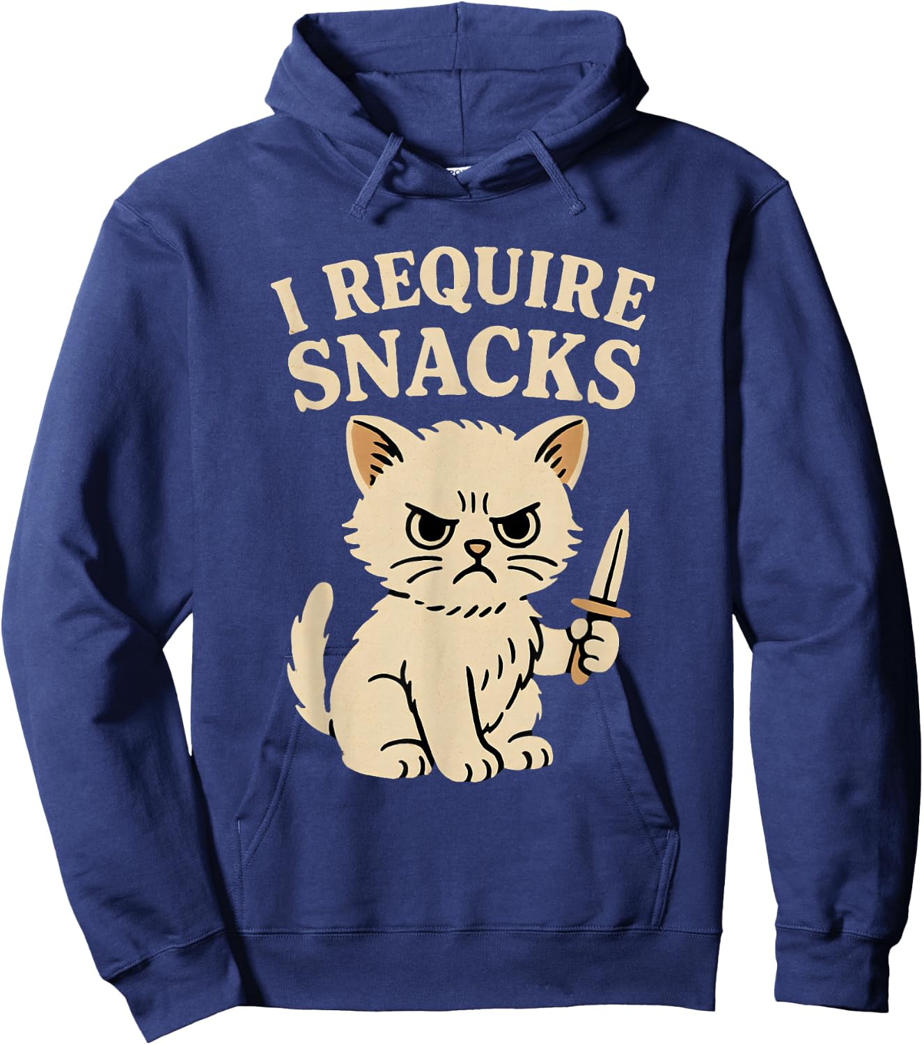 I Require Snacks Funny Teen Girls Boys Cat Meme Novelty Hoodie - Hoodie | Navy