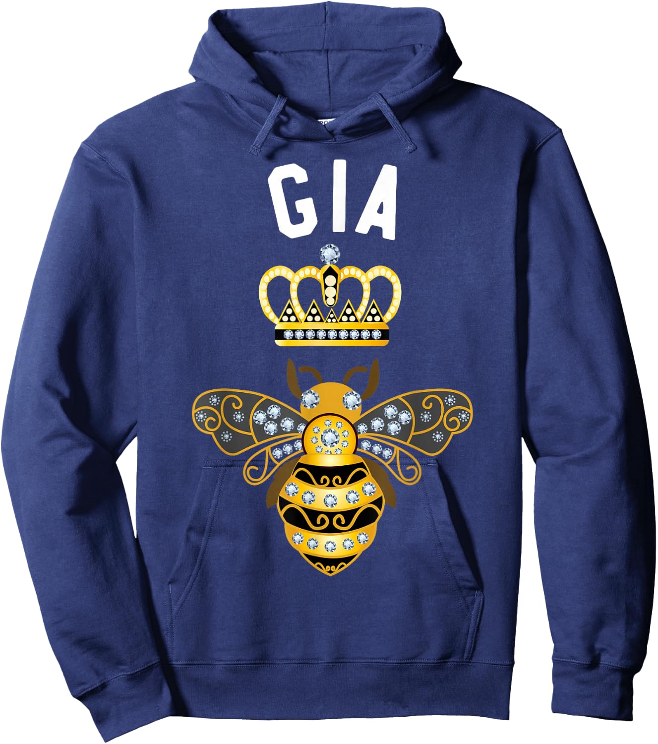 Gia Name Gia Birthday Gifts Queen Crown Bee Gia Hoodie - Hoodie | Navy
