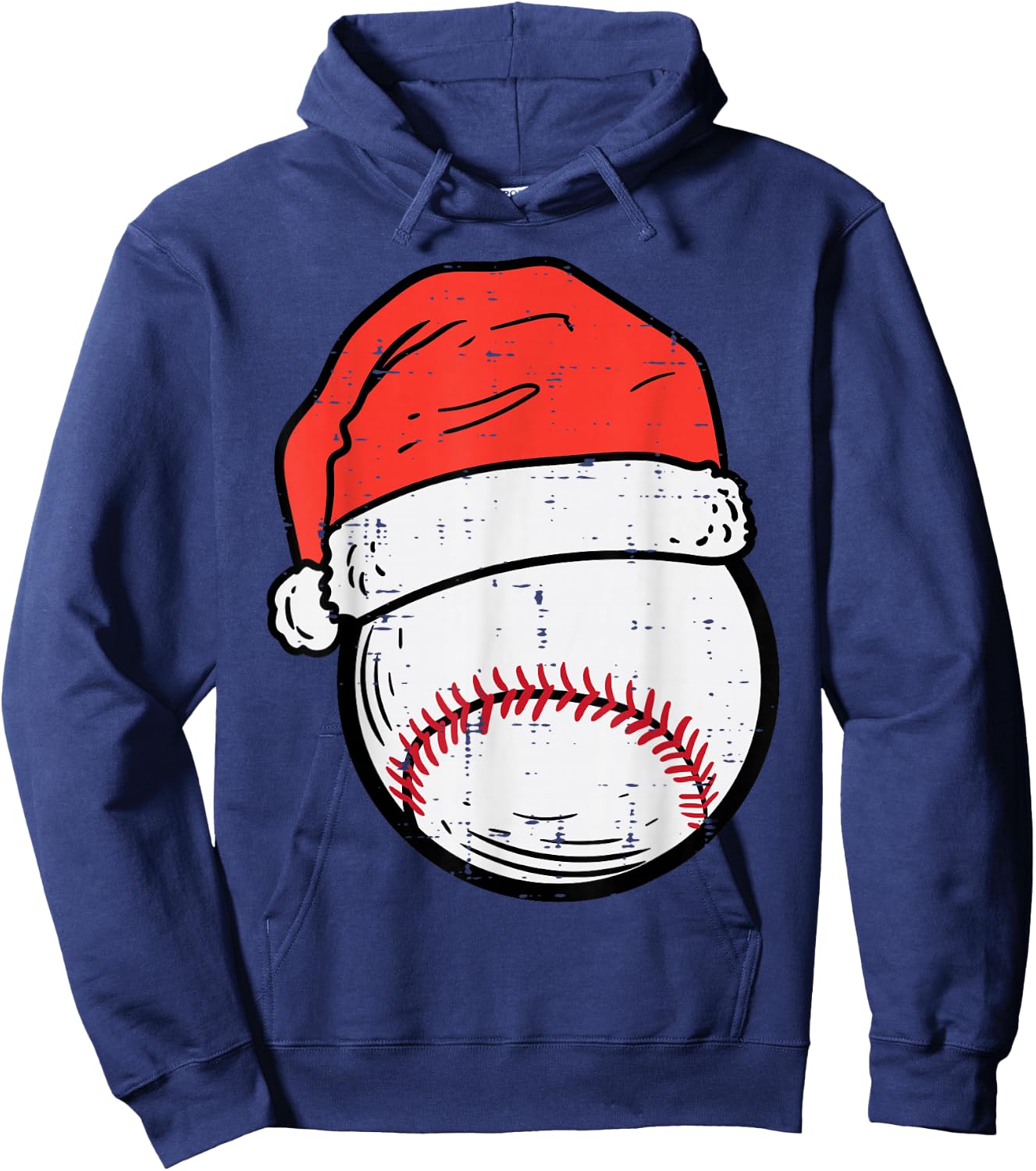 Baseball Santa Hat Sports Christmas Xmas Boys Men Hoodie - Hoodie | Navy