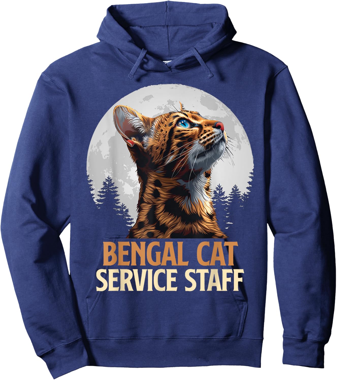 BENGAL CATS SERVICE STAFF Vintage Funny Bengal Cat Hoodie - Hoodie | Navy