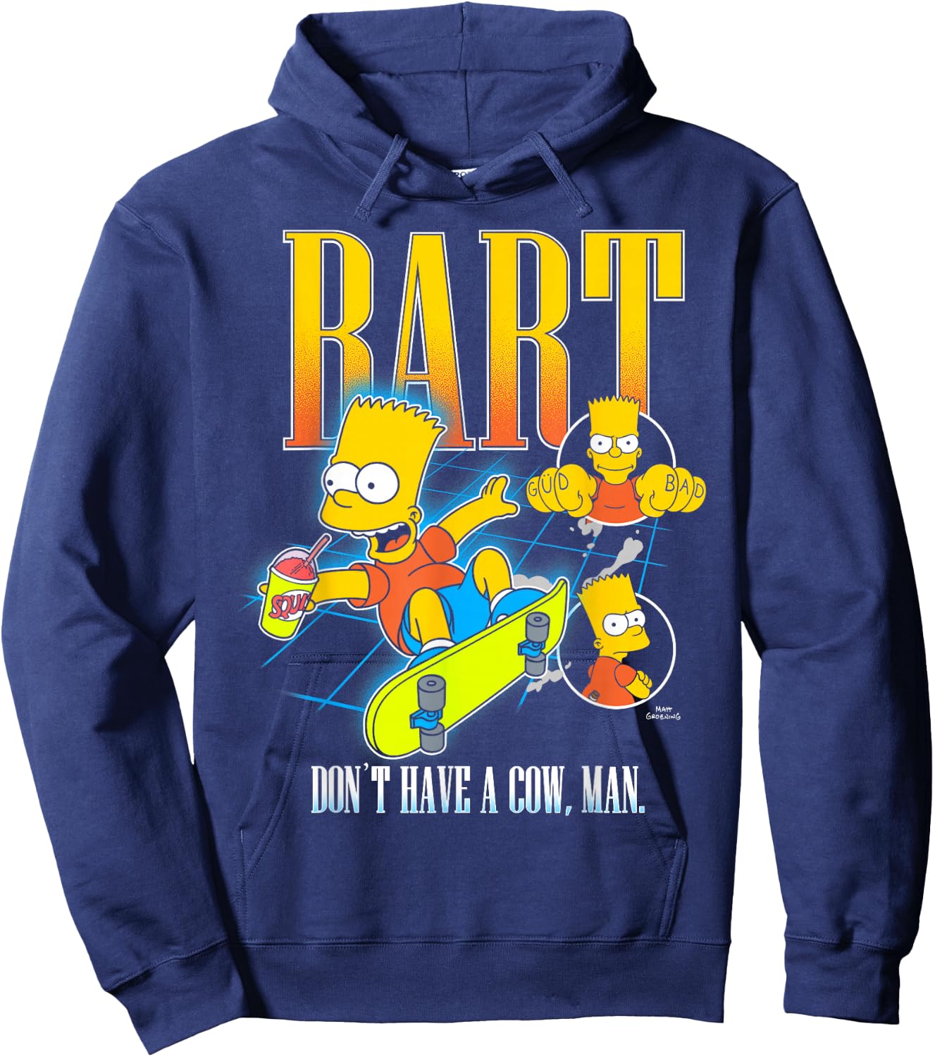 The Simpsons Bart Don't Have A Cow Man Skateboarding Montage Hoodie - Hoodie | Navy