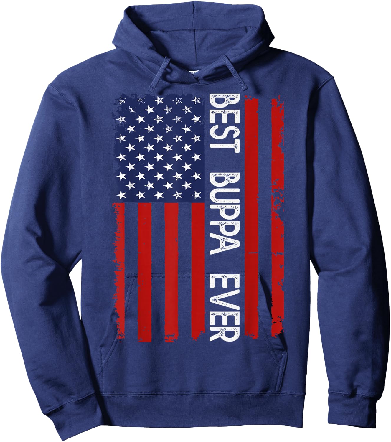 Best BUPPA Ever Vintage American Flag Fathers Day Hoodie - Hoodie | Navy