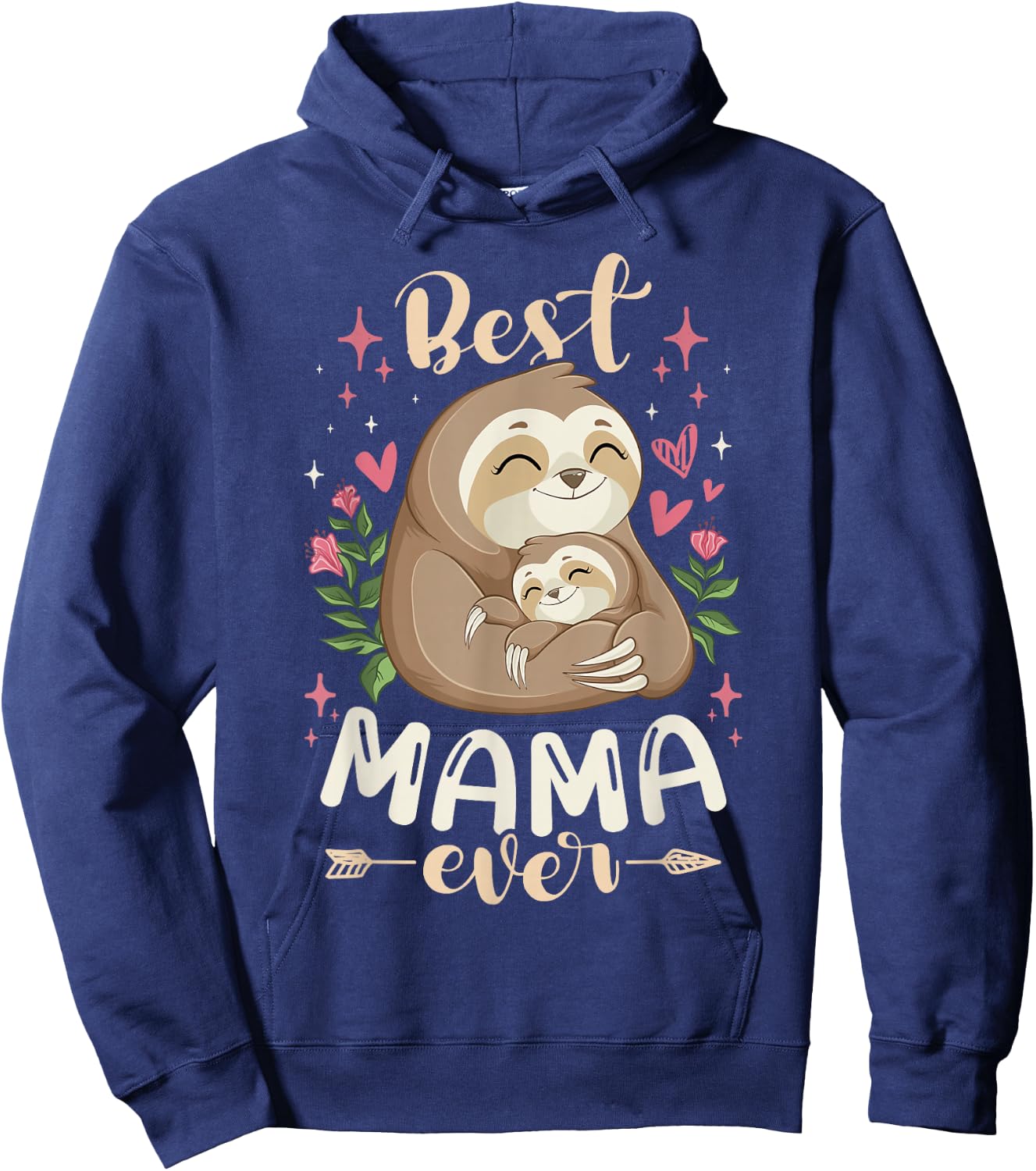 Best Mama Ever, Sloth Mother & Kid, Mother's Day Hoodie - Hoodie | Navy