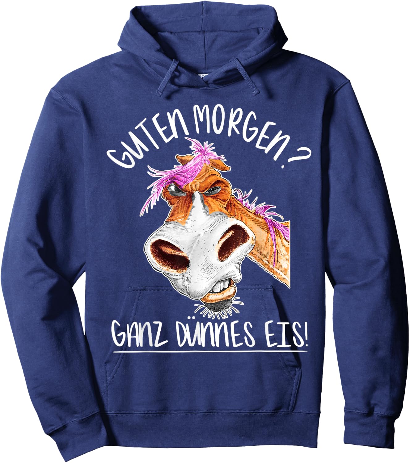 Guten Morgen Ganz Dünnes Eis I Lustiges Pferd Reiterin Hoodie - Hoodie | Navy
