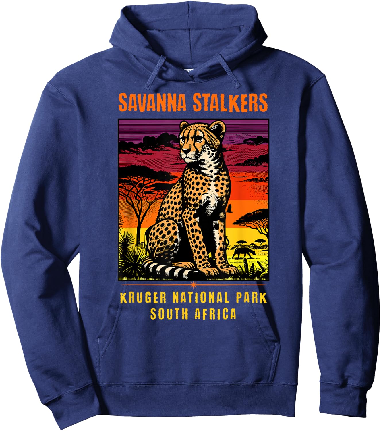Cheetah Savanna Stalkers Kruger National Park South Africa Hoodie - Hoodie | Navy