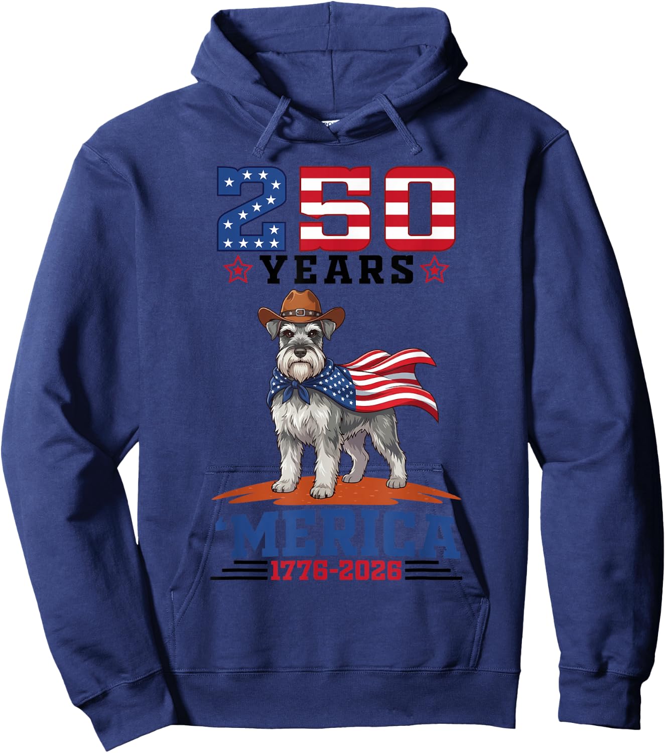America Turns 250 Yrs 1776 to 2026 Miniature Schnauzer Dog Hoodie - Hoodie | Navy