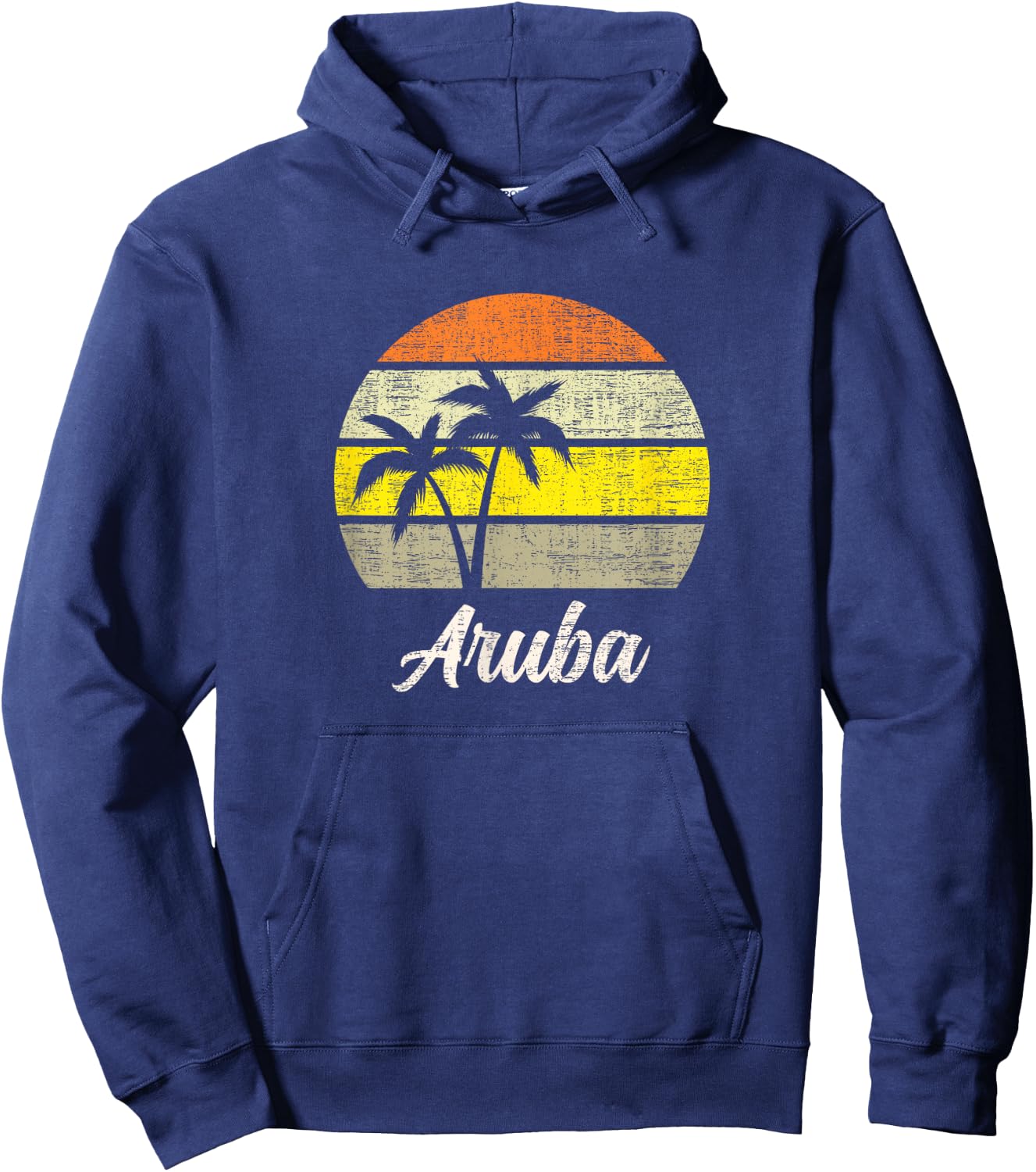 Vintage Aruba Caribbean 70s Retro Beach Surf Love Aruba Hoodie - Hoodie | Navy