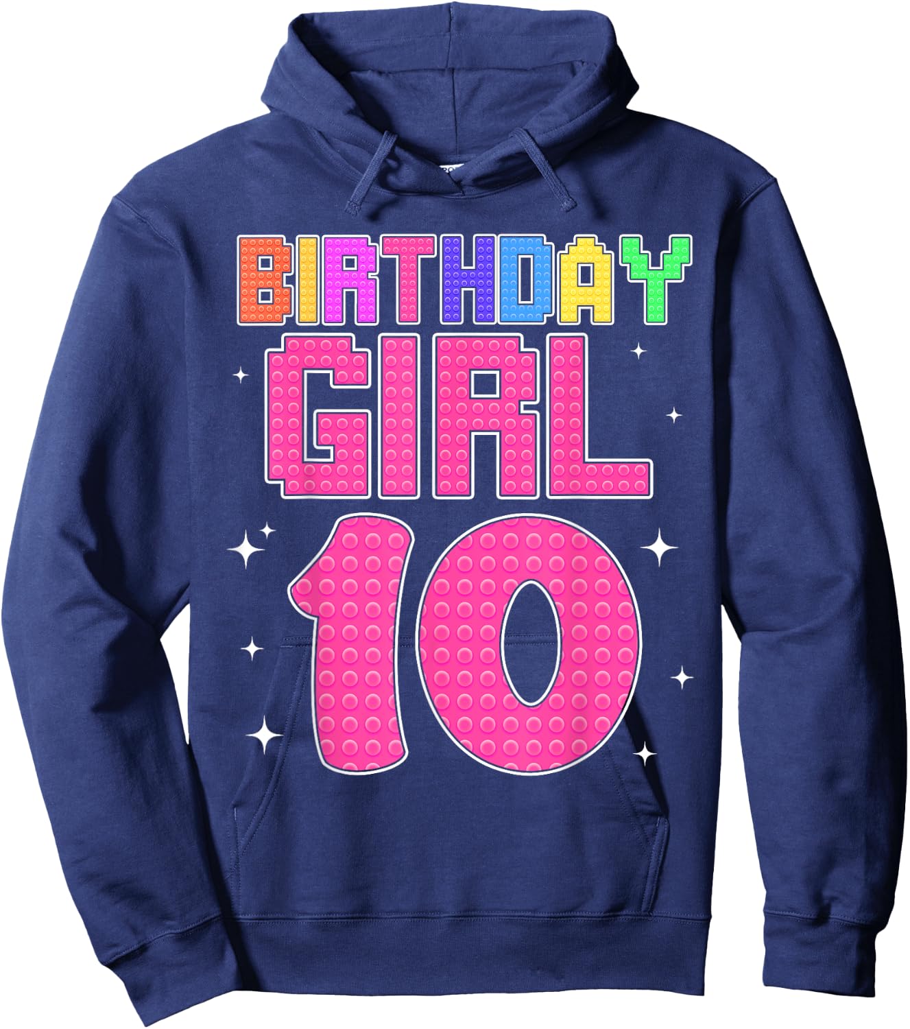 10th Birthday Girl Master Builder 10 Year Old Block Building Hoodie - Hoodie | Navy