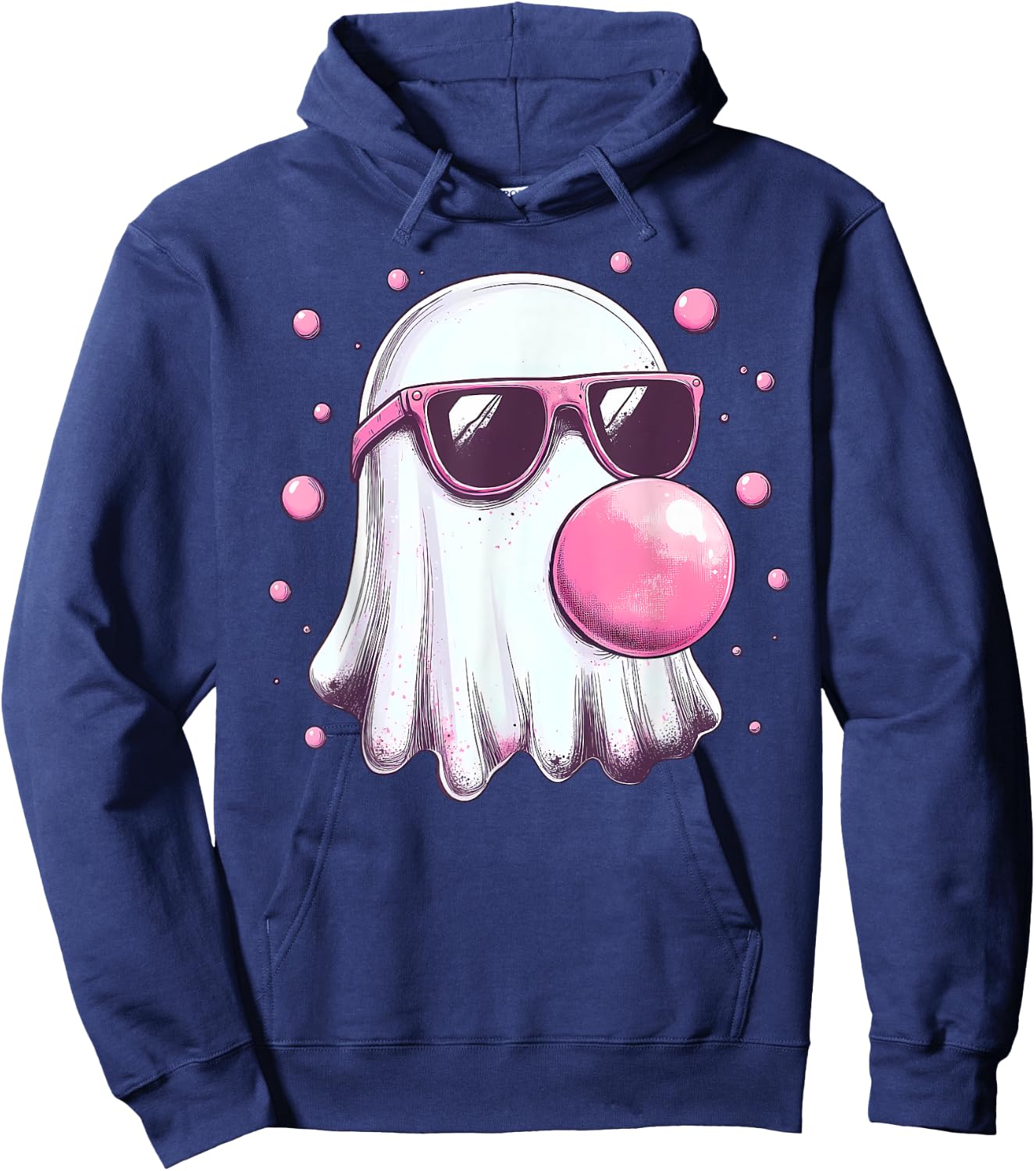 Cute Pink Ghost Bubble Gum Halloween Costume Women Kids Hoodie - Hoodie | Navy