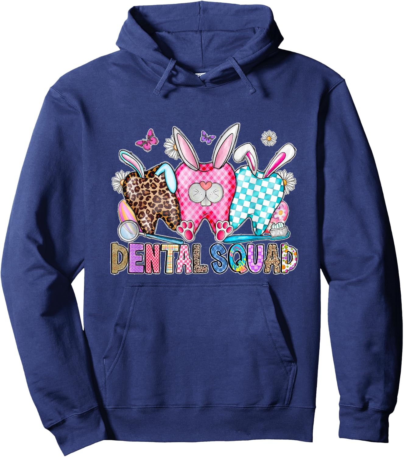 Dental Squad Tooth Dental Assistant Easter Day Easter Eggs Hoodie - Hoodie | Navy
