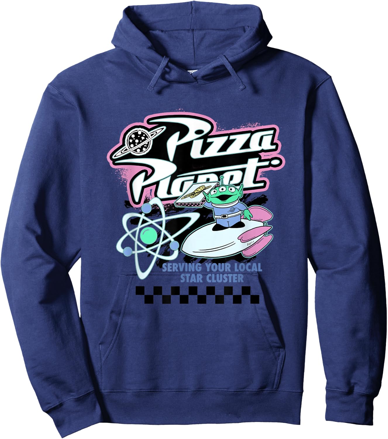 Disney Pixar Toy Story Pizza Planet Retro Neon Retro Poster Hoodie - Hoodie | Navy