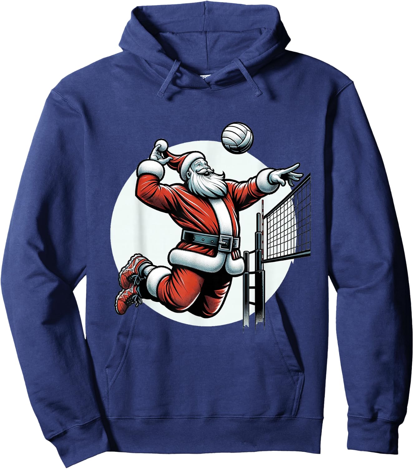Volleybal Santa Claus Playing Volleybal Spiking Over The Net Hoodie - Hoodie | Navy