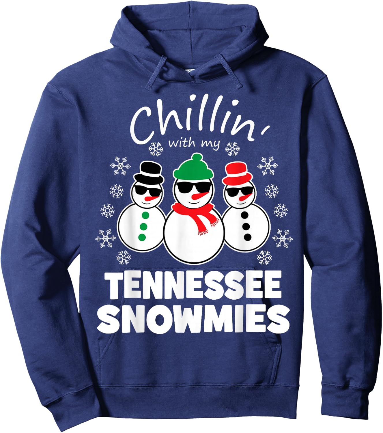 Chillin With My Tennessee Snowmies Funny Christmas Hoodie - Hoodie | Navy