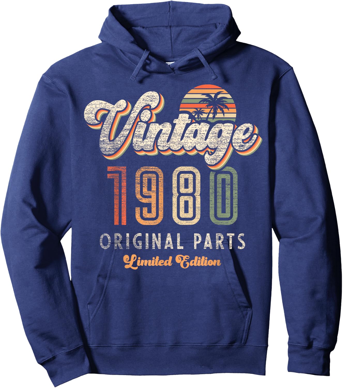 Vintage 1980 Limited Edition 45th Anniversary Palm Retro Hoodie - Hoodie | Navy